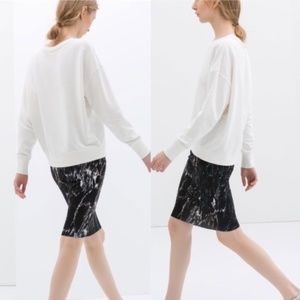 Zara Neoprene Collection Marbled Pencil Skirt Straight